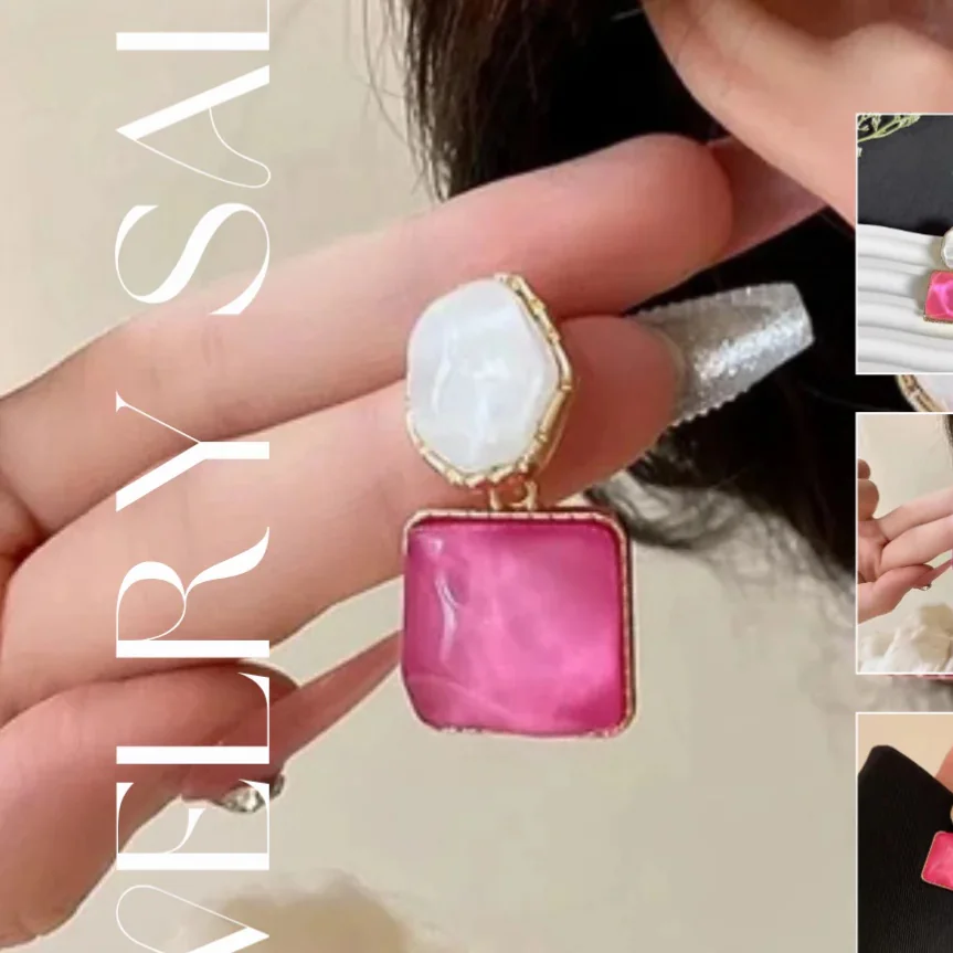 Pink Crystal Drop Earrings