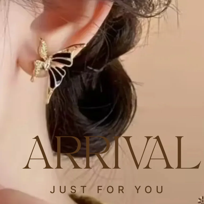 White Enamel & Stone Butterfly Stud Earrings